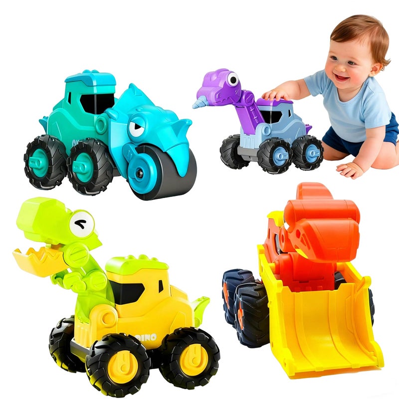 Snugzy Press to Go Car Toys for Toddler 134 PCS Push Go Dinosaur Racing Car SetInfant Playing Vehicle for 1218 Months Birthday Christmas Easter Gift for Boys Girls - Image 3
