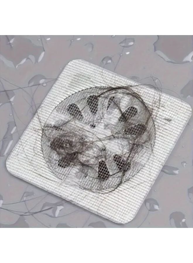 White Shower Drain Hair Collector 50pcs Mesh Filter Sticker Anti Clogging Sink Cover - Image 5