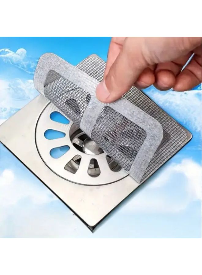 White Shower Drain Hair Collector 50pcs Mesh Filter Sticker Anti Clogging Sink Cover - Image 2