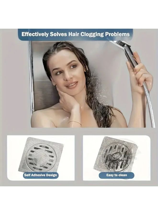 White Shower Drain Hair Collector 50pcs Mesh Filter Sticker Anti Clogging Sink Cover - Image 3