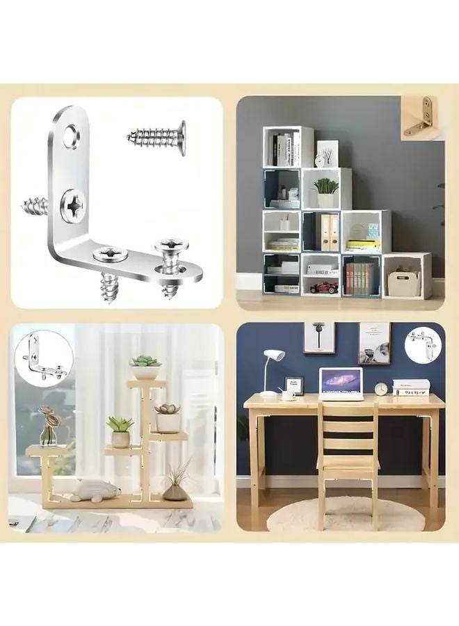 40 Pcs L Shaped Brackets With 8 Holders 32 Screws Stainless Steel Right Angle Furniture - Image 5