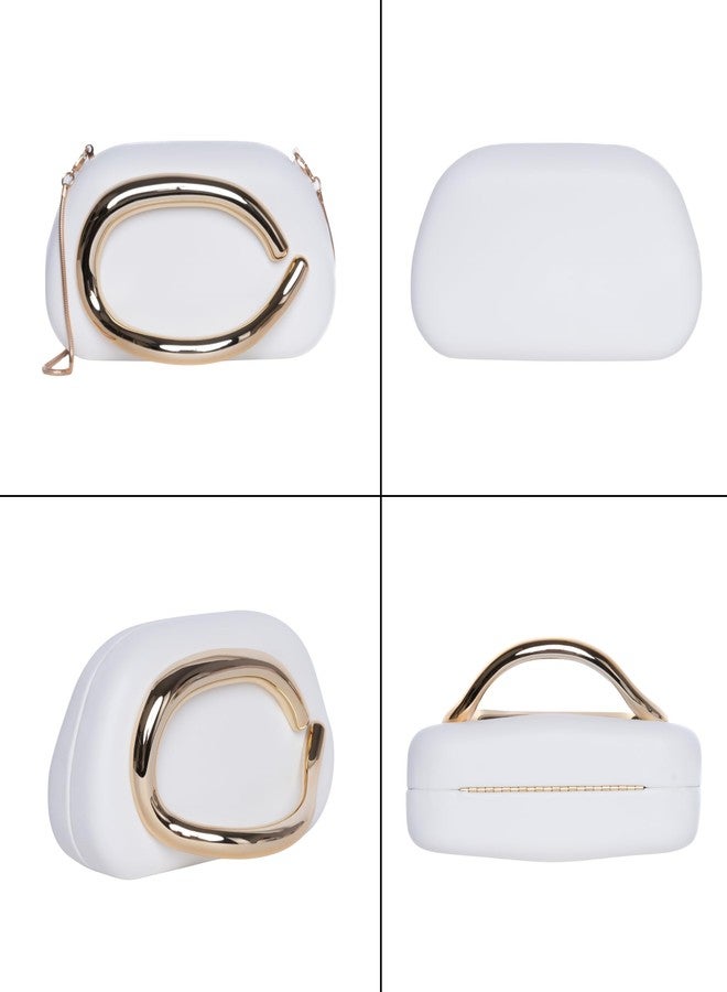 SANTORINI Clutch for women | Glossy Series Faux Leather Clutch (White) - Image 3