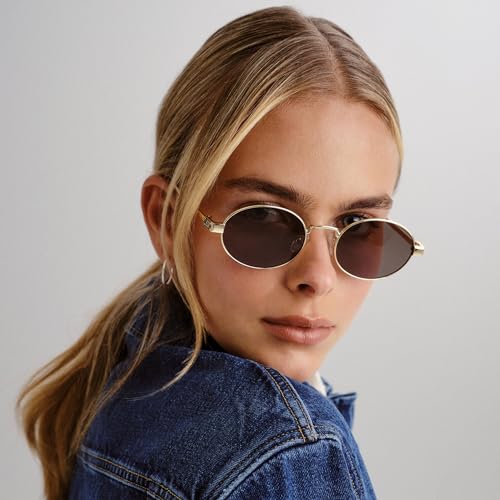 Le Specs Poseidon Deux Sunglasses - Gold Khaki, Round, Unisex, Contemporary 90s Style - Image 3