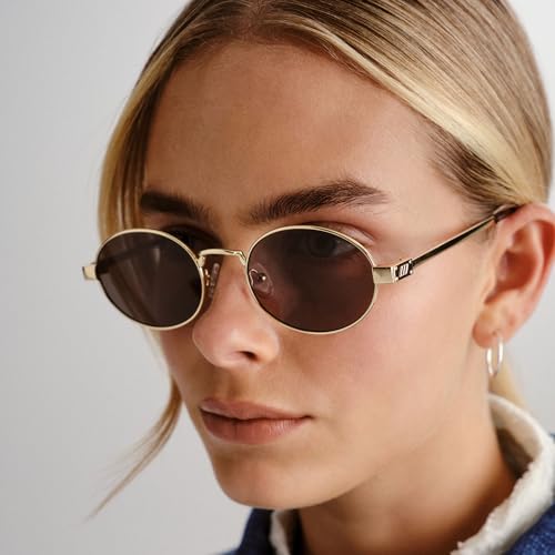 Le Specs Poseidon Deux Sunglasses - Gold Khaki, Round, Unisex, Contemporary 90s Style - Image 4