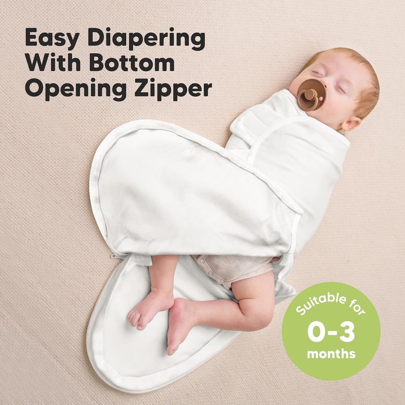 KeaBabies Newborn Swaddles with Zippers - 3-Pack Baby Swaddle Sleep Sacks 0-3 Months, Infant, Baby Girls, Boys, Soft & Durable Sleep Sack Newborn,Easy Diaper Change Swaddling Blanket(Soft White, OS) - Image 2