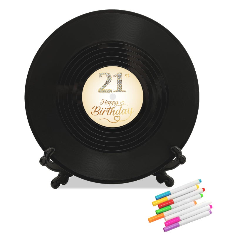 LMVIYAN Vinyl Record 21st Birthday Decorations Guest Book Alternatives ï¼ŒSweet 21 Feliz CumpleaÃ±os Decoracion Party Favors Sign Posterï¼ŒGreat Sweet 21 Gifts for Him & Her ï¼ˆ21 Years Oldï¼‰ - Image 2
