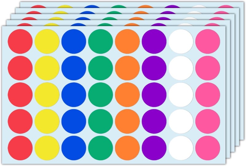 TownStix 1000 Pack 1 inch  Colored Round Circle Dot Stickers Garage Yard Sale Price Stickers  8 Colors - Image 1