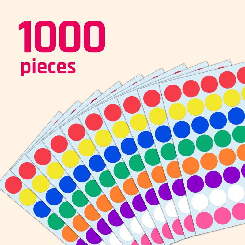 TownStix 1000 Pack 1 inch  Colored Round Circle Dot Stickers Garage Yard Sale Price Stickers  8 Colors - Image 4