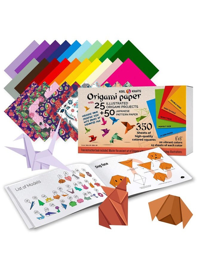 KOOL KRAFTS Origami Paper - 100 Origami Paper Kit - Set Includes, 100 Sheets 20 Colors 6x6, Origami Book 25 Easy Colored Projects, Kids Crafts, Christmas Gifts for boys 8-12 - Image 1