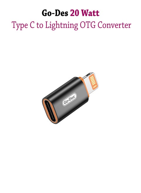 Go Des Type-C to Lightning PD20W Charging and Audio Supported Converter-GD-CT064 - Black