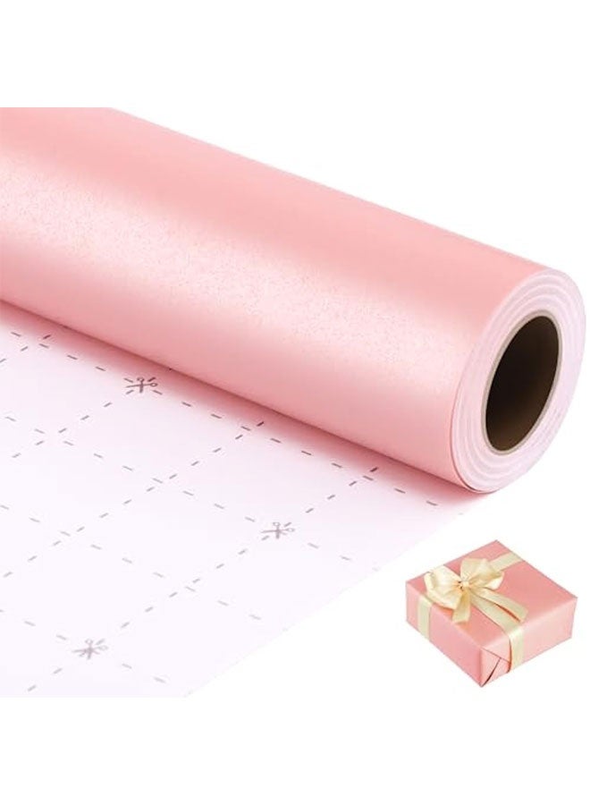 Pink Wrapping Paper Roll 17 In X 9.8 Ft Solid Matte Gift Wrapping Paper with Pearly Shiny for Baby Shower,Wedding, Bridal Shower,Anniversary,Birthday,Christmas,Holiday - Image 1