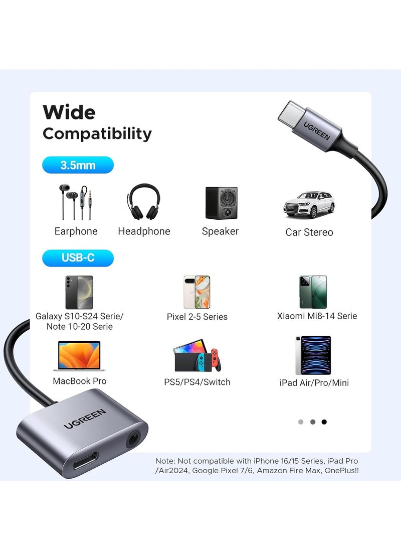 Ugreen UGREEN USB C To 3.5mm Audio Adapter USB C Headphone Adapter Jack and Charger Type C to Aux Dongle Compatible with iPad Pro 2022,Air 5,Samsung Galaxy S23/S23+/S23 Ultra/S22,Note 20,Tab S7 Redmi Pad  - Image 3