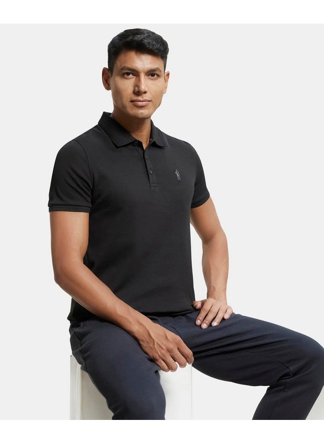 JOCKEY - Jockey Men's Solid Regular Fit Half Sleeved Polo T-Shirt (3912_Pack of 1_Black XXL) - Image 1