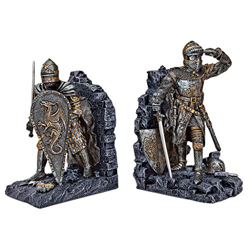Design Toscano Arthurian Knight BookendsGrey Stone8 Inch Set of Two - Image 1