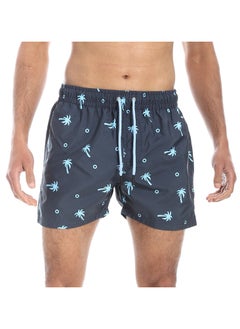 Elastic Waist with Drawstring Swim Shorts - Shades of Blue