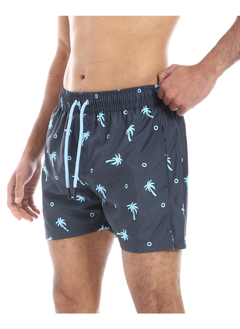 بافون Elastic Waist with Drawstring Swim Shorts - Shades of Blue  - Image 2