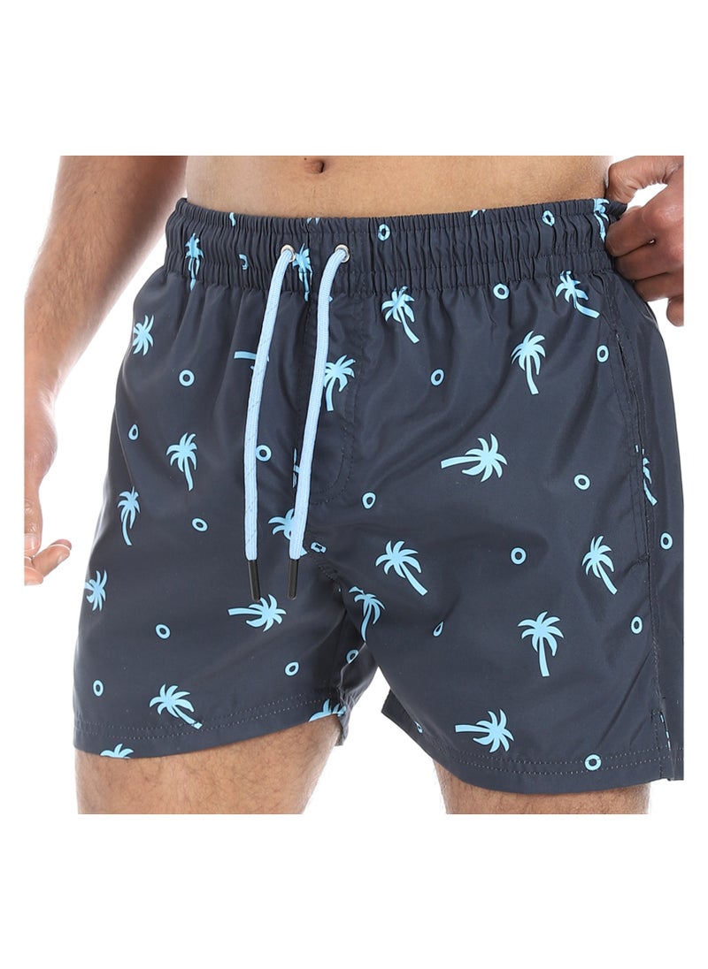 بافون Elastic Waist with Drawstring Swim Shorts - Shades of Blue  - Image 4