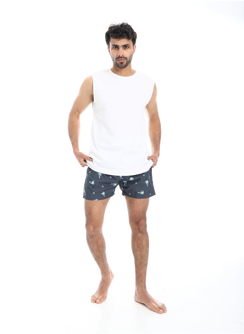 بافون Elastic Waist with Drawstring Swim Shorts - Shades of Blue  - Image 5