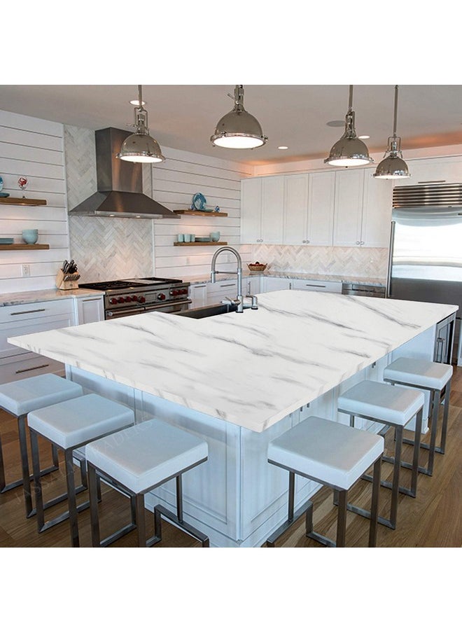 FUSION - Graphix White Granite Look Marble Gloss Film Vinyl Self Adhesive Counter Top Peel And Stick Door Wardrobe Wall Papers Wall Decal M2 (12X100) - Image 1
