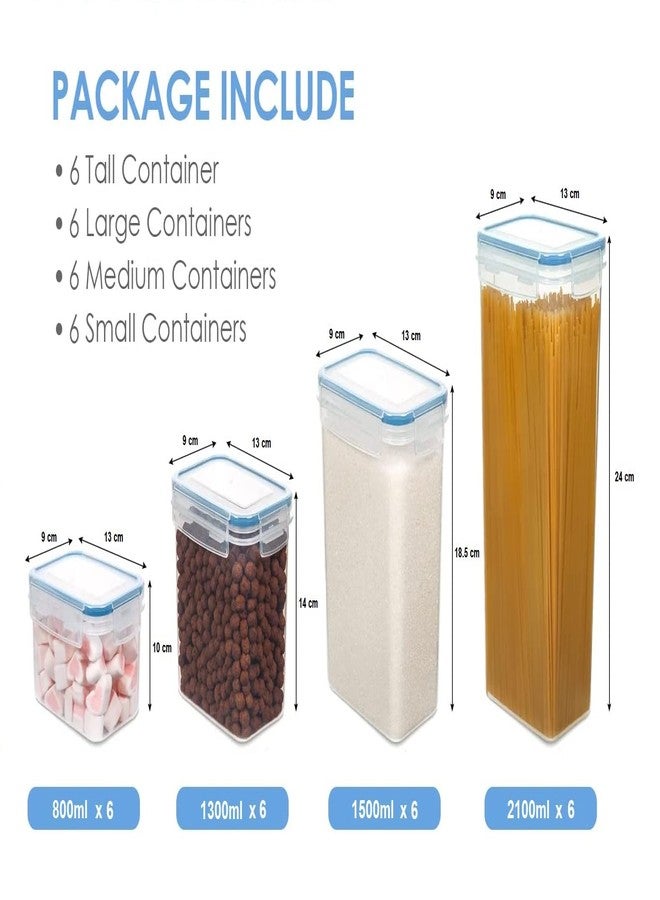 ENTITY Plastic Airtight Food Storage Containers Set With Lids, Bpa Free Kitchen Canisters For Cereal, Rice, Flour&Oats For Kitchen And Pantry Organization (Pack Of 24),Transparent - Image 2