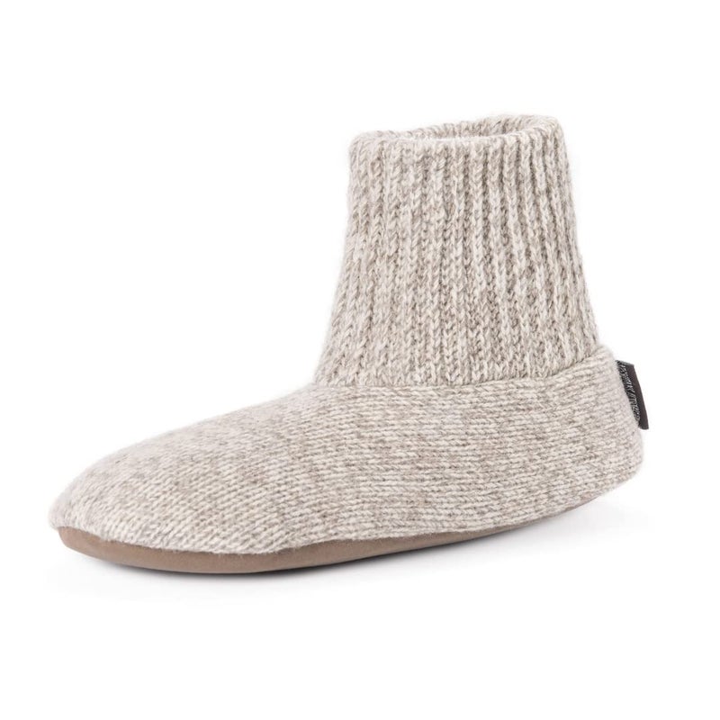 MUK LUKS Men's Morty Ragg Wool Slipper Sock, Oatmeal, Large - Image 1