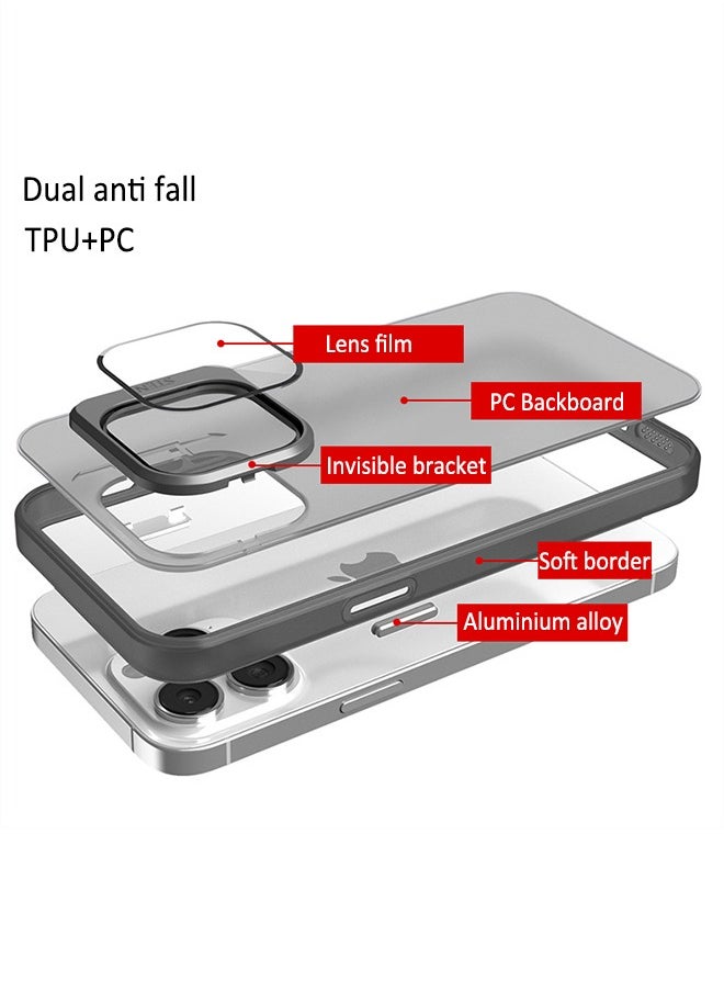 Winla - iPhone 15 Pro Case, Built-in Camera Len Protector Stand Ultra Slim Scratch-Resistant Anti-Fingerprint  Anti-Yellow&Anti-drop Back Classic Kickstand Holder Cover for iPhone 15 Pro - Image 1