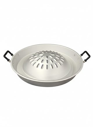 AKDC Aluminium Grill Pan 44 cm | Large Silver Color Barbecue Pan | Durable Non-Stick Grill for Outdoor Cooking, Camping & Parties