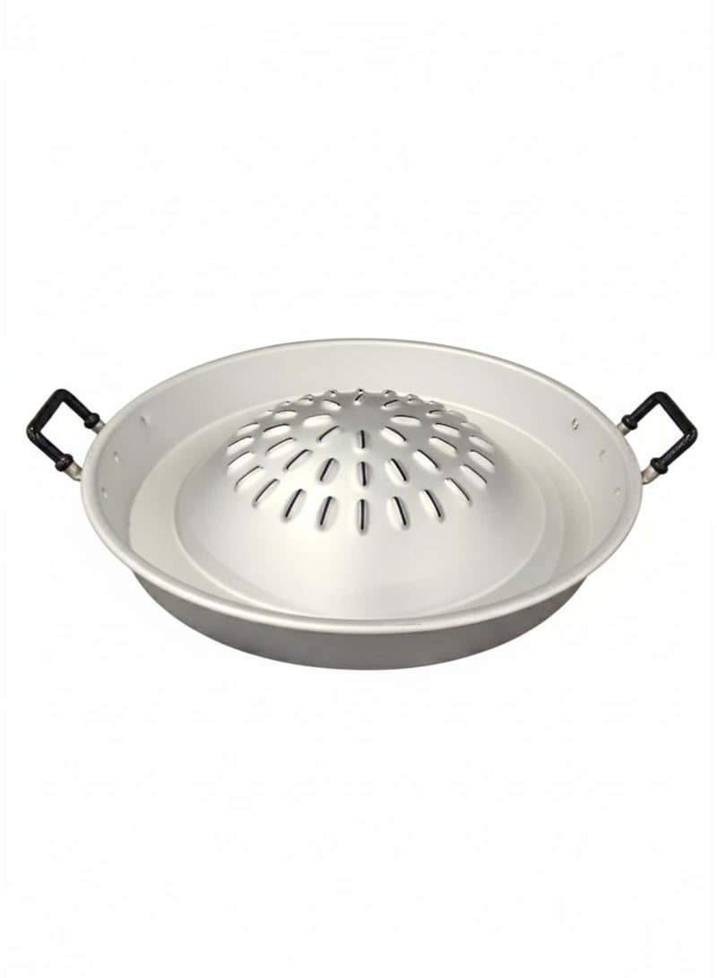 أي كي دي سي مقلاة شواء ألومنيوم AKDC مقاس ٤٤ سم | مقلاة شواء كبيرة فضية اللون | شواية متينة غير لاصقة للطهي في الهواء الطلق والتخييم والحفلات - Image 1