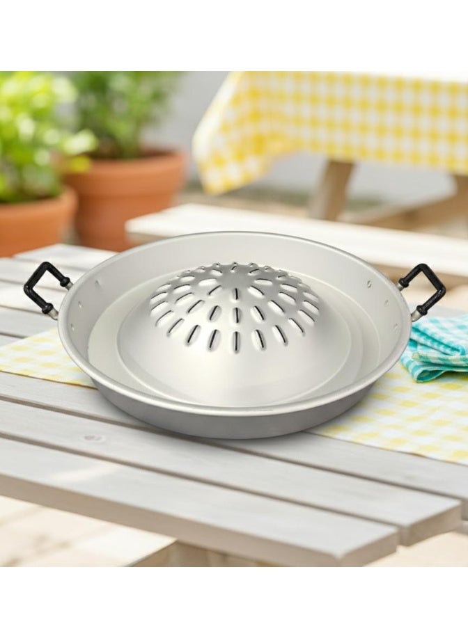 أي كي دي سي مقلاة شواء ألومنيوم AKDC مقاس ٤٤ سم | مقلاة شواء كبيرة فضية اللون | شواية متينة غير لاصقة للطهي في الهواء الطلق والتخييم والحفلات - Image 2