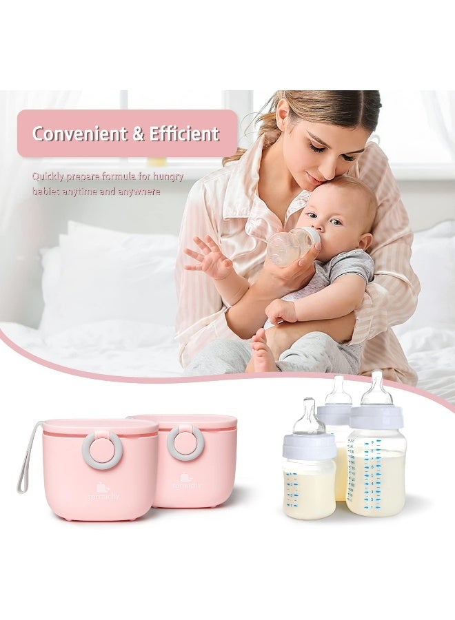 Termichy Baby Formula Dispenser, Portable Milk Powder Dispenser Container with Carry Handle and Scoop for Travel Outdoor Activities with Baby Infant, 8.8OZ, 0.55LB, 250g (Pink) - Image 4