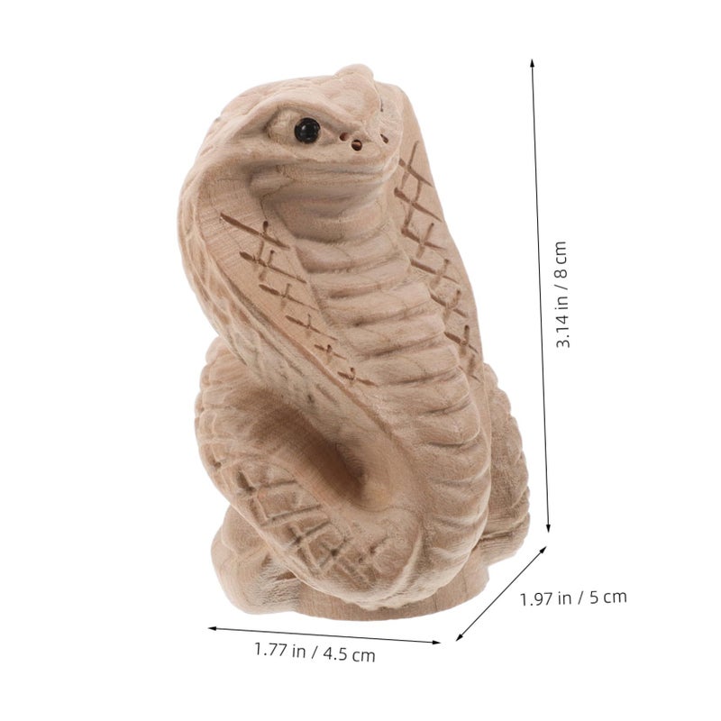 Hand Carved Wooden Snake Statue Chinese Zodiac Animal Figurine Home Decor - Image 3