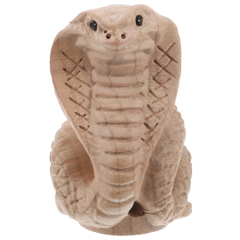 Hand Carved Wooden Snake Statue Chinese Zodiac Animal Figurine Home Decor - Image 2