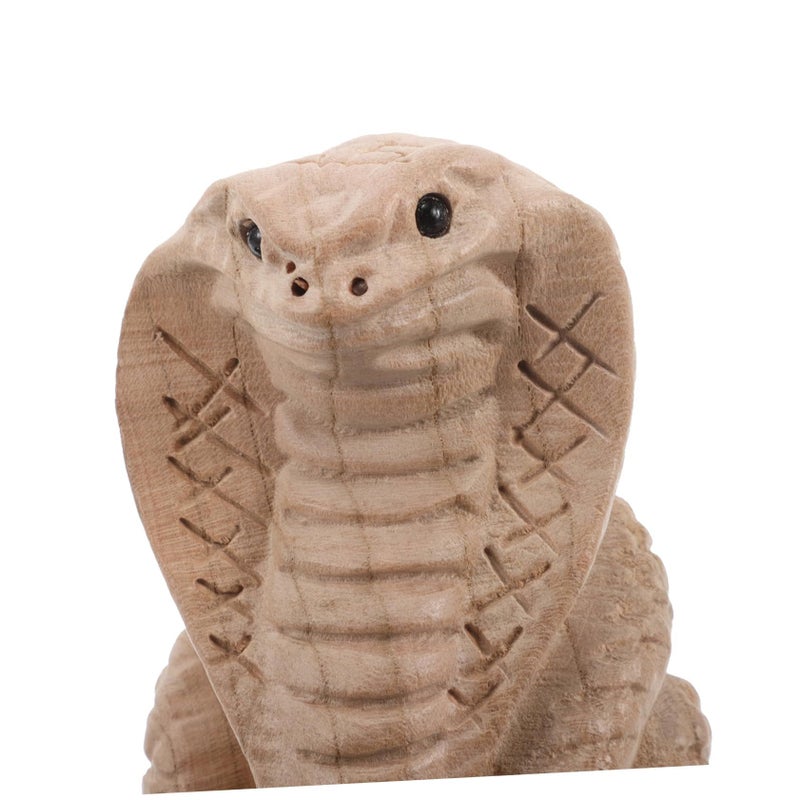 Hand Carved Wooden Snake Statue Chinese Zodiac Animal Figurine Home Decor - Image 4