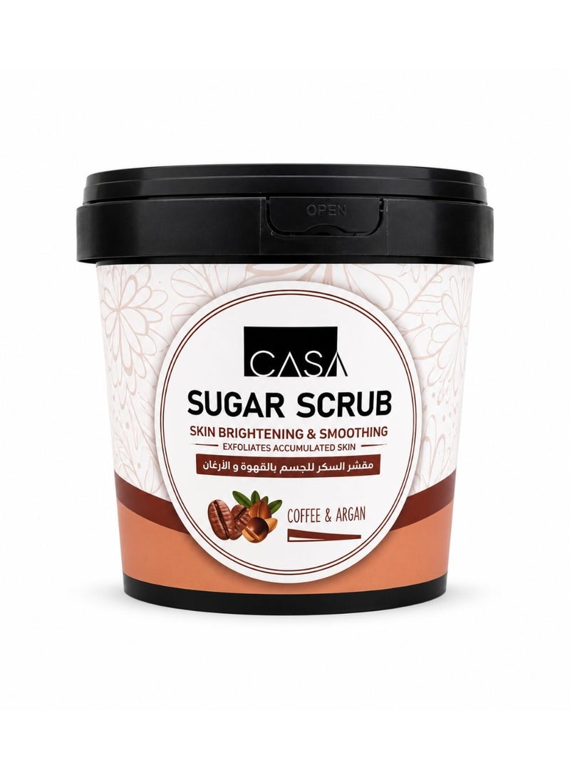 CASA Sugar Scrub for Body with Coffee & Argan - Skin Brightening & Smoothing Exfoliator