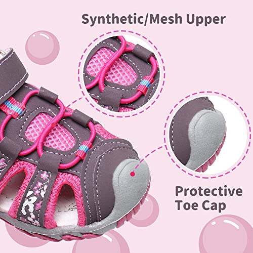 Apakowa Kids Girls Sandals Soft Sole Closed Toe Sandals Summer Shoes with Arch Support (Toddler/Little Kid) (Color : Y607PURPLE, Size : 8 M US Toddler) - Image 2