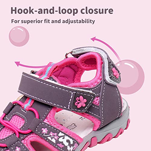 Apakowa Kids Girls Sandals Soft Sole Closed Toe Sandals Summer Shoes with Arch Support (Toddler/Little Kid) (Color : Y607PURPLE, Size : 8 M US Toddler) - Image 3