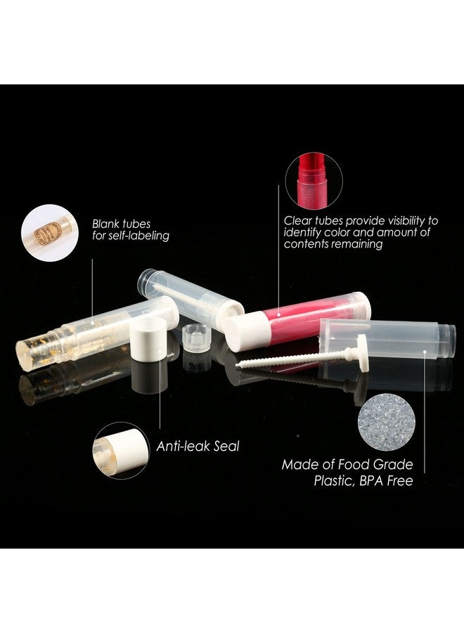 LotFancy أنابيب بلسم الشفاه فارغة 60 قطعة 5.5 مل (0.316 أونصة) حاويات بلسم شفاه شفافة مع أغطية بيضاء خالية من BPA وغير قابلة للتسرب قابلة لإعادة التعبئة - Image 5