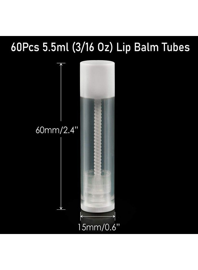 LotFancy أنابيب بلسم الشفاه فارغة 60 قطعة 5.5 مل (0.316 أونصة) حاويات بلسم شفاه شفافة مع أغطية بيضاء خالية من BPA وغير قابلة للتسرب قابلة لإعادة التعبئة - Image 2