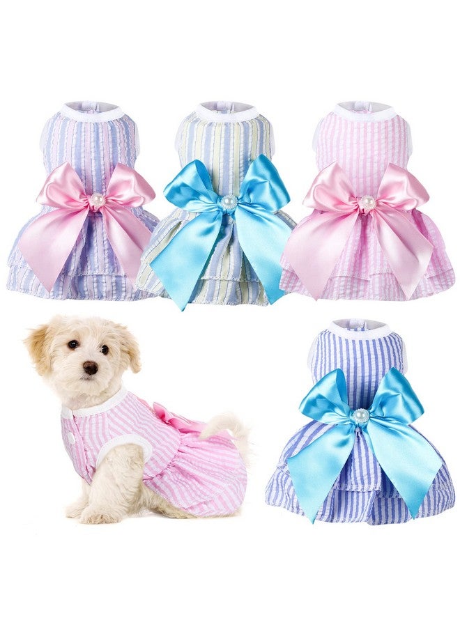Reginary 4 Pieces Dog Dresses Dogs Puppy Clothes Summer Princess Pet Dresses Girl Female Doggie Tutu Skirt Apparel for Chihuahua Yorkies Pup Cat Outfit(X-Small) - Image 1