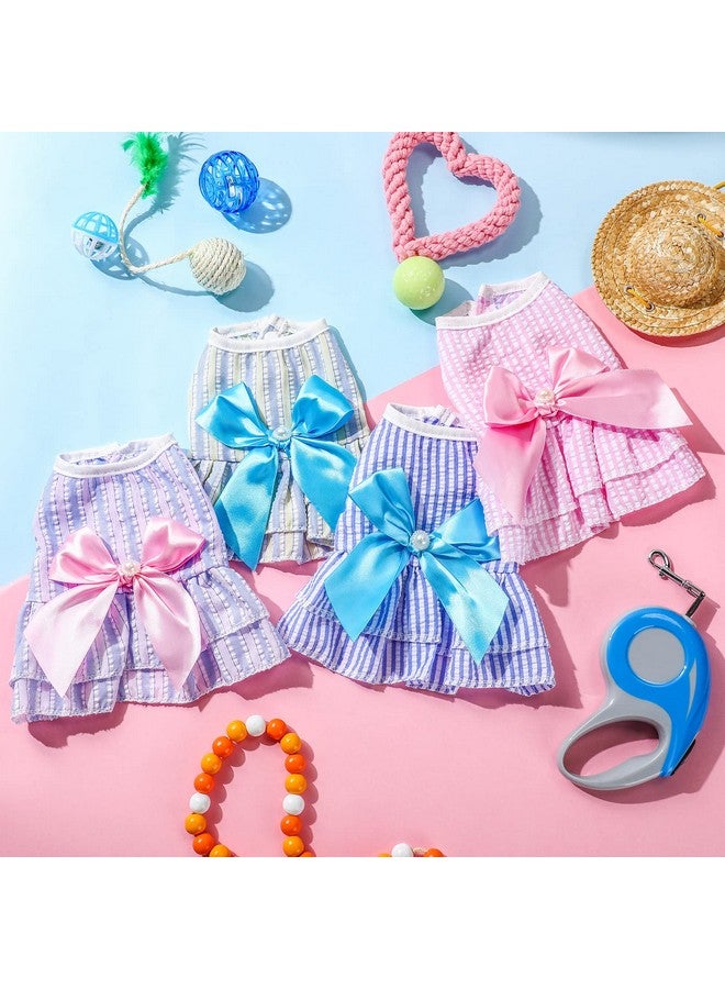 Reginary 4 Pieces Dog Dresses Dogs Puppy Clothes Summer Princess Pet Dresses Girl Female Doggie Tutu Skirt Apparel for Chihuahua Yorkies Pup Cat Outfit(X-Small) - Image 3