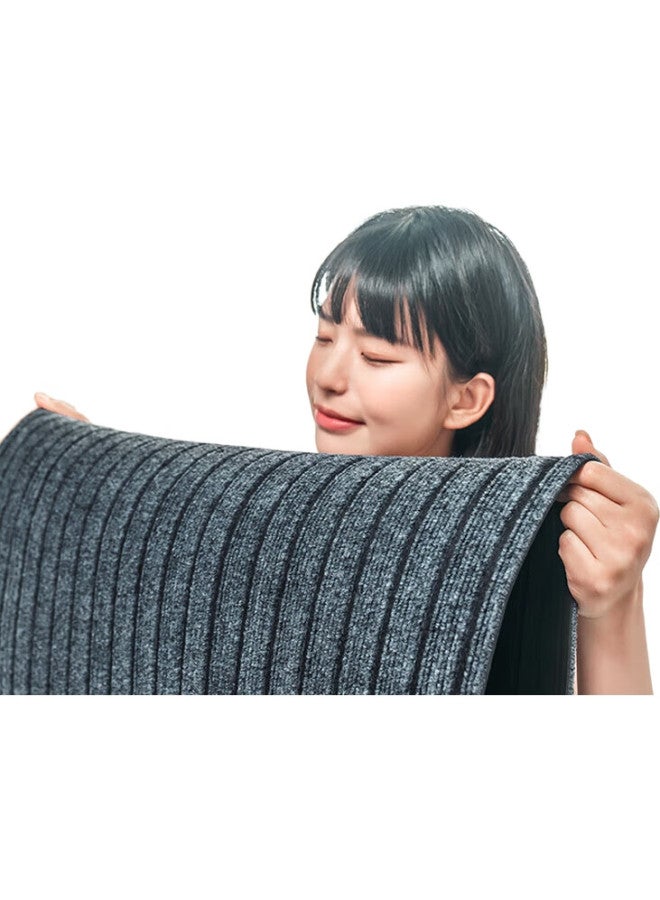 JD.com حصيرة مدخل مخططة من جينغزاو، للاستخدام المنزلي، قابلة للتقطيع، مزيلة للغبار، غير قابلة للانزلاق، ماصة للماء، رمادية، 80*120 سم - Image 1