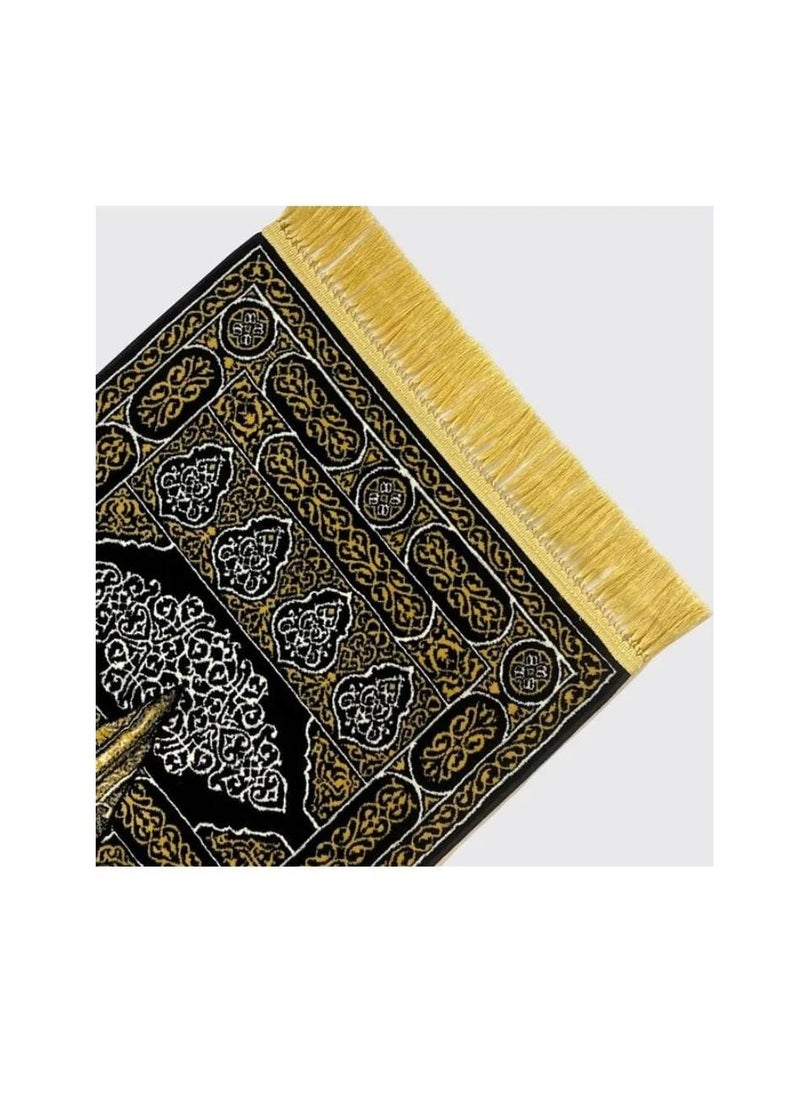 متجر سلام - سجادة صلاة بتصميم باب الكعبة أسود/ذهبي 70x110سم - Image 1