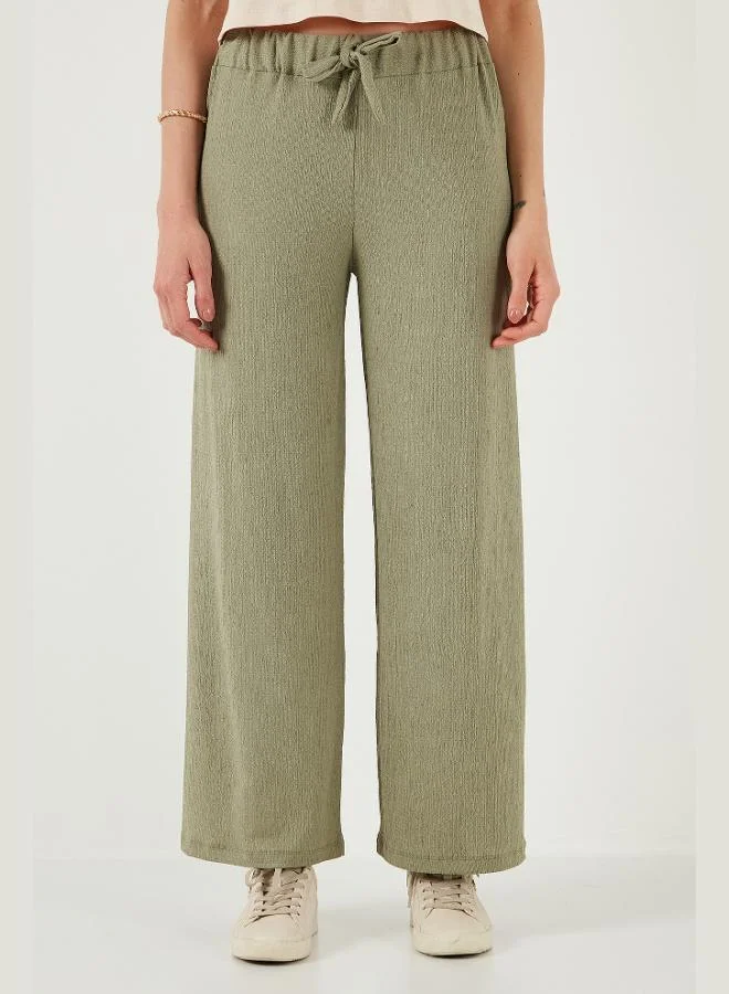 ليلا بنطلون نسائي ليلا بحزام، قصة مريحة، قماش مجعد