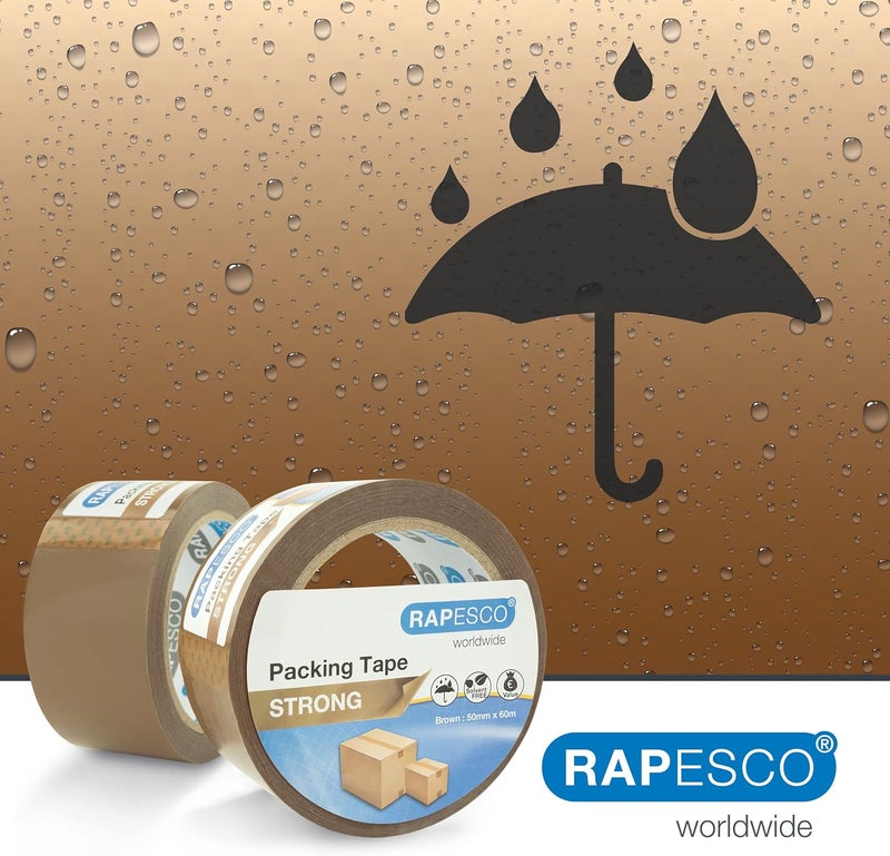 رابيسكو Rapesco 1743 حزمة أعمال: 48 لفة شريط تغليف قوي، 50 مم × 60 م، بني - Image 4