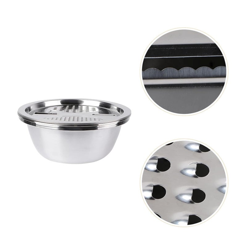 OSALADI Grains Washing Bowl 3 in 1 Stainless Steel Grater Vegetable Fruit Drain Basket Vegetable Cutter Slicer Basket Water Filter Bowl for Home and Kitchen Random Style Vegetable Strainer Bowl - Image 5