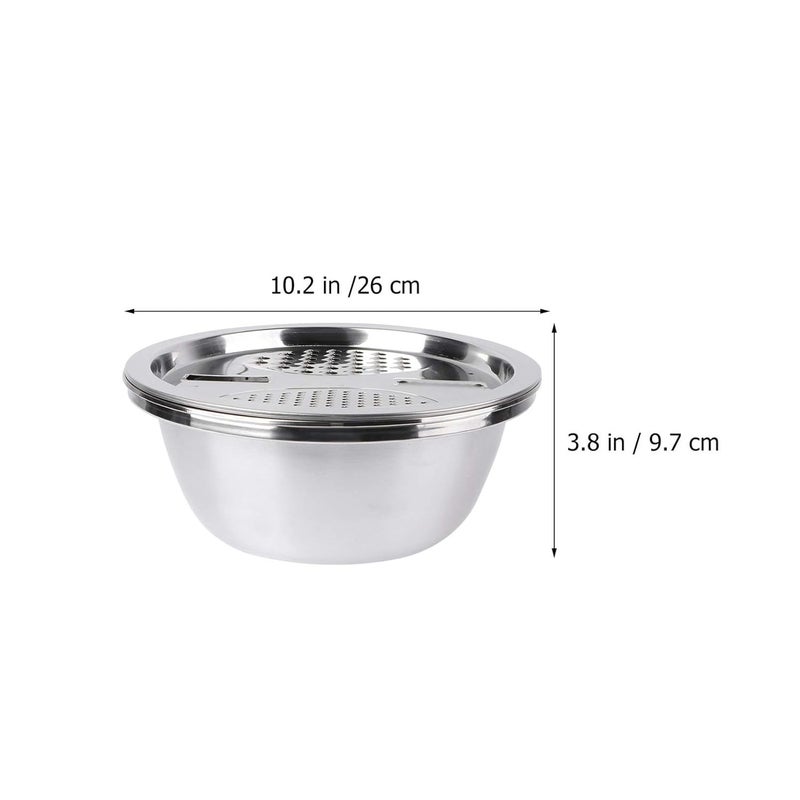 OSALADI Grains Washing Bowl 3 in 1 Stainless Steel Grater Vegetable Fruit Drain Basket Vegetable Cutter Slicer Basket Water Filter Bowl for Home and Kitchen Random Style Vegetable Strainer Bowl - Image 3