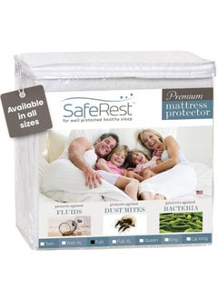 SafeRest 100  Waterproof Full Size Mattress Protector - Fitted with Stretchable Pockets - Machine Washable Cotton Mattress Cover for Bed - Perfect Bedding Airbnb Essentials for Hosts  - Image 1