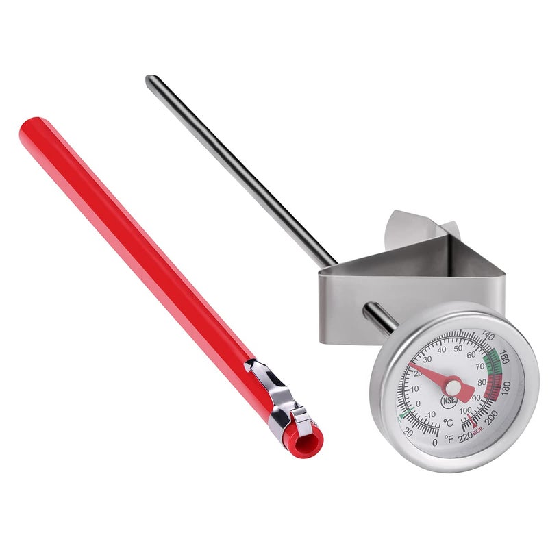 efengcook 2 Pack Instant Read Pocket Milk Frothing Thermometer with1 inch Dial 5 inch Probe Clip,Best Instant Read Food for The Coffee Drinks,Chocolate Milk Foam (Color Dial) - Image 3