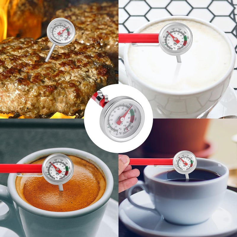 efengcook 2 Pack Instant Read Pocket Milk Frothing Thermometer with1 inch Dial 5 inch Probe Clip,Best Instant Read Food for The Coffee Drinks,Chocolate Milk Foam (Color Dial) - Image 5