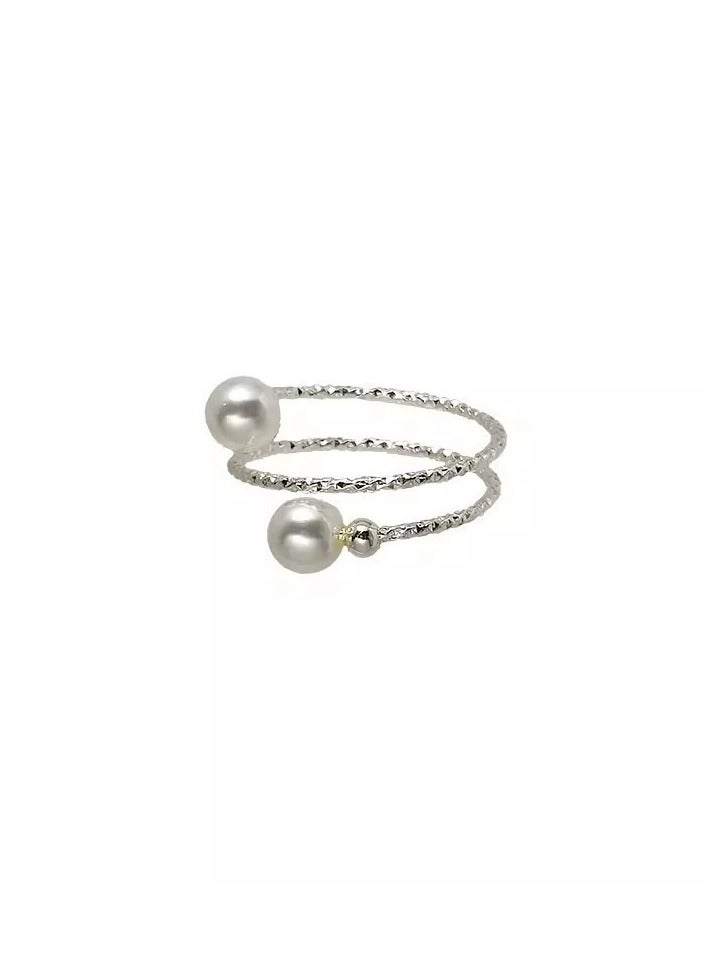 Goolsky خاتم مفتوح قابل للتعديل متعدد الطبقات من اللؤلؤ للنساء - بيان أزياء فاخر صغير أنيق، مثالي لإصبع السبابة - Image 2